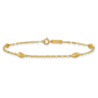 7.5 Zoll 14K Diamantiert mit Satiniert Oval Perlen Armband
