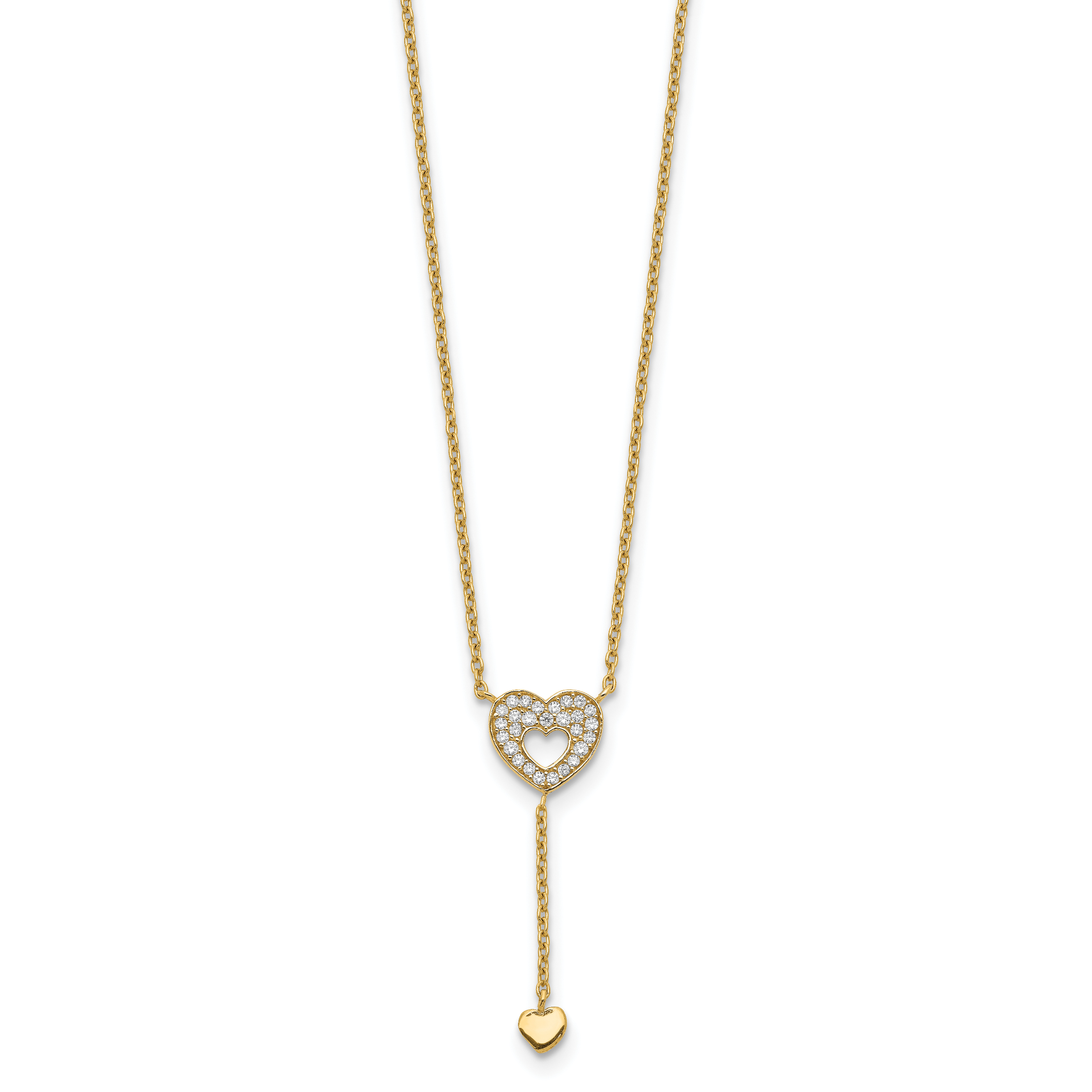 14K Gelbgold Herz mit Czs Halskette