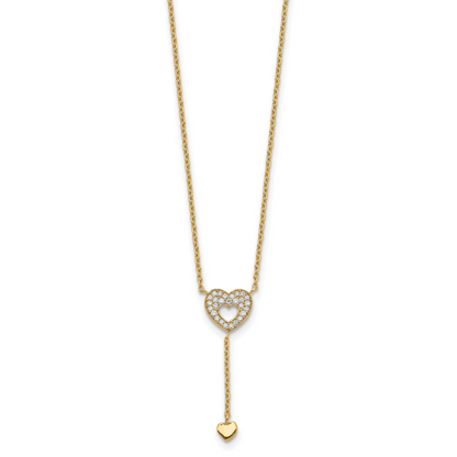 14K Gelbgold Herz mit Czs Halskette