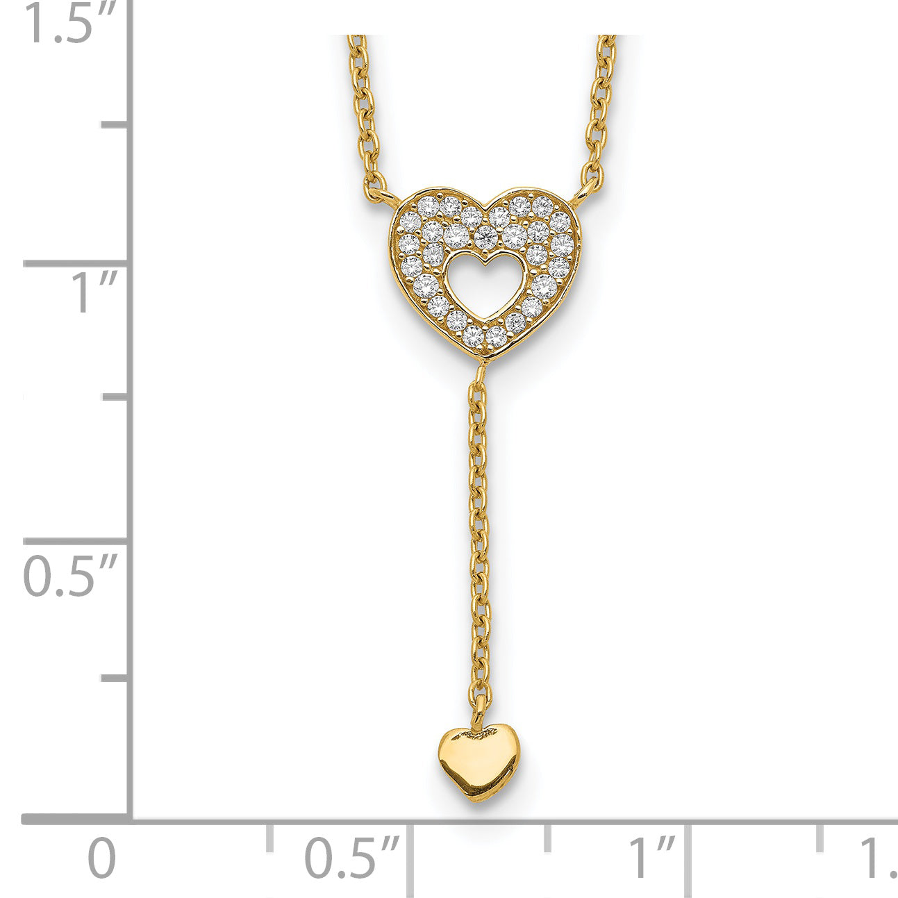 14K Gelbgold Herz mit Czs Halskette