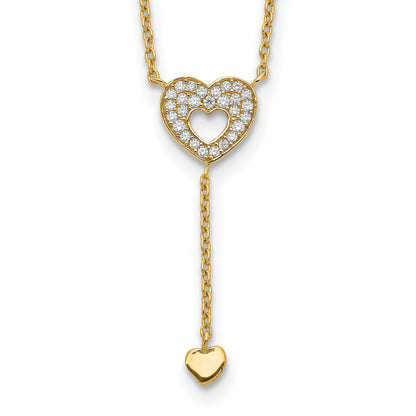 14K Gelbgold Herz mit Czs Halskette