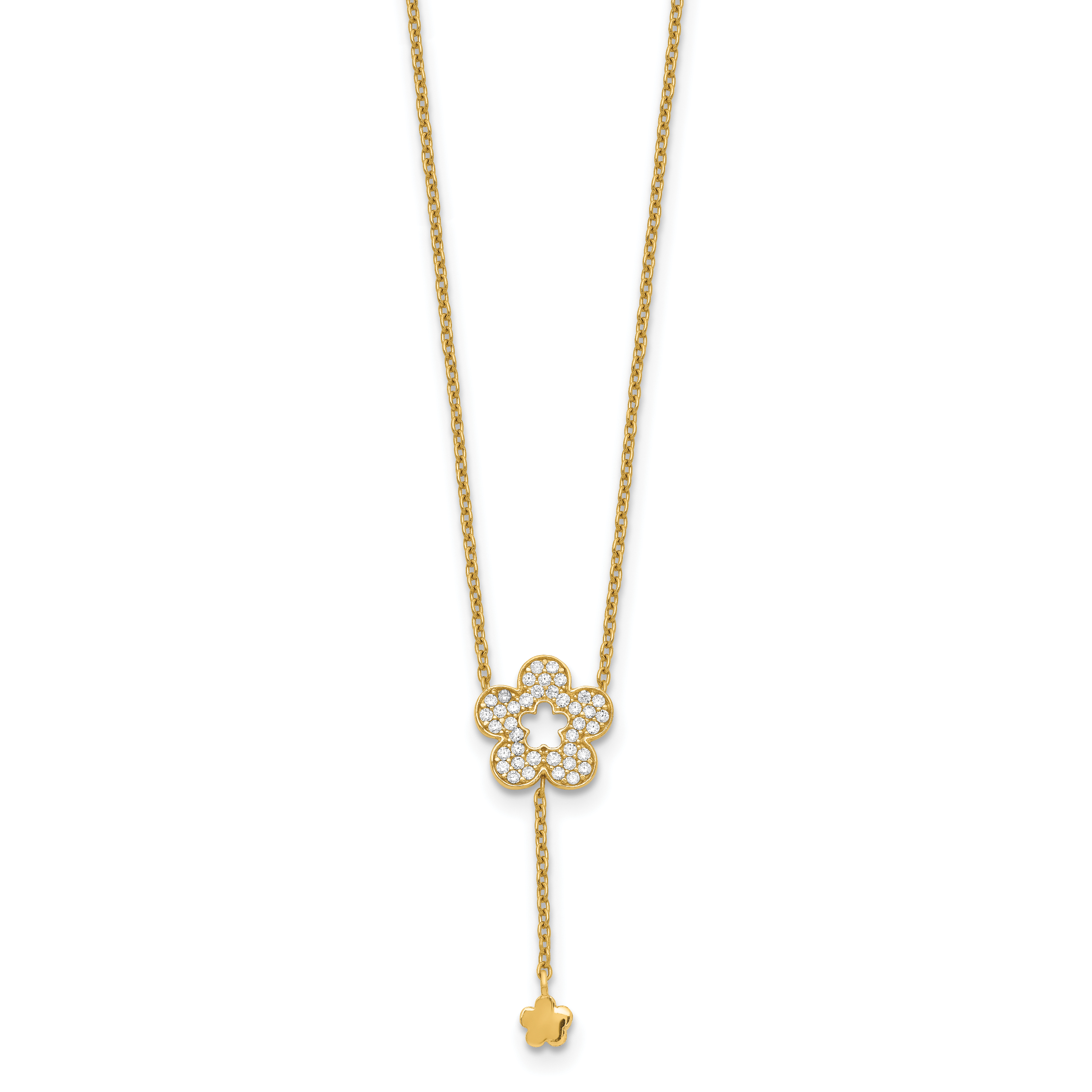 14K Gelbgold Blume Zirkonia Halskette