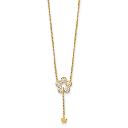 14K Gelbgold Blume Zirkonia Halskette