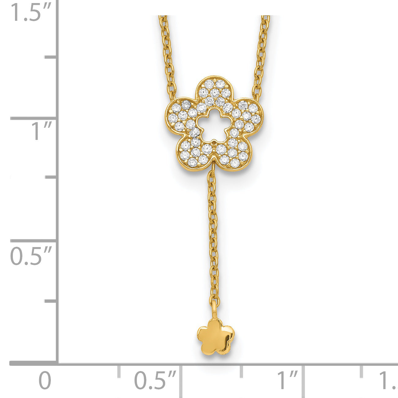 14K Gelbgold Blume Zirkonia Halskette