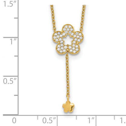 14K Gelbgold Blume Zirkonia Halskette