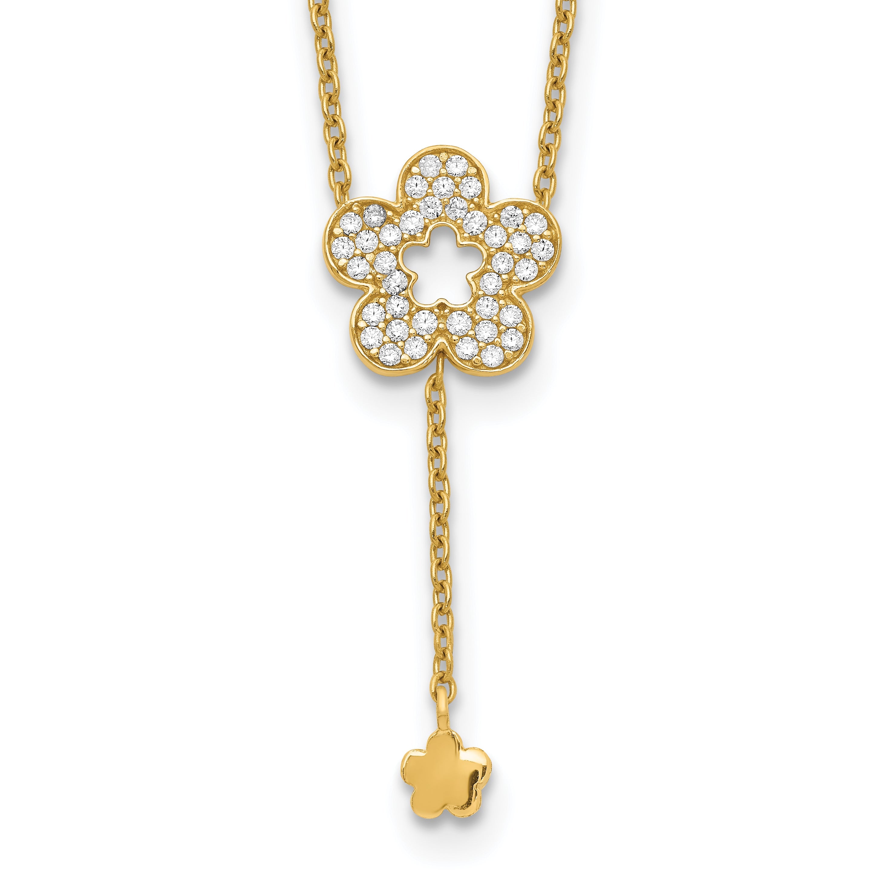 14K Gelbgold Blume Zirkonia Halskette