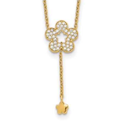 14K Gelbgold Blume Zirkonia Halskette