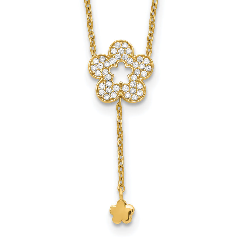 14K Gelbgold Blume Zirkonia Halskette