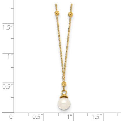 18 Zoll 14K Gekugelt Kette mit 5mm Süßwasser Zuchtperle Halskette