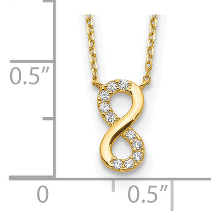 14K Gelbgold Unendlichkeit Symbol Zirkonia mit 2 Zoll Verlängerung Halskette
