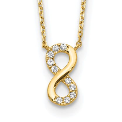 14K Gelbgold Unendlichkeit Symbol Zirkonia mit 2 Zoll Verlängerung Halskette