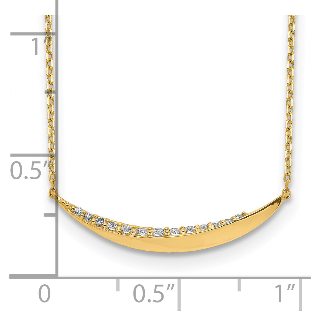14K Gelbgold Gebogen Stab Zirkonia mit 2 Zoll Verlängerung Halskette