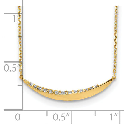 14K Gelbgold Gebogen Stab Zirkonia mit 2 Zoll Verlängerung Halskette