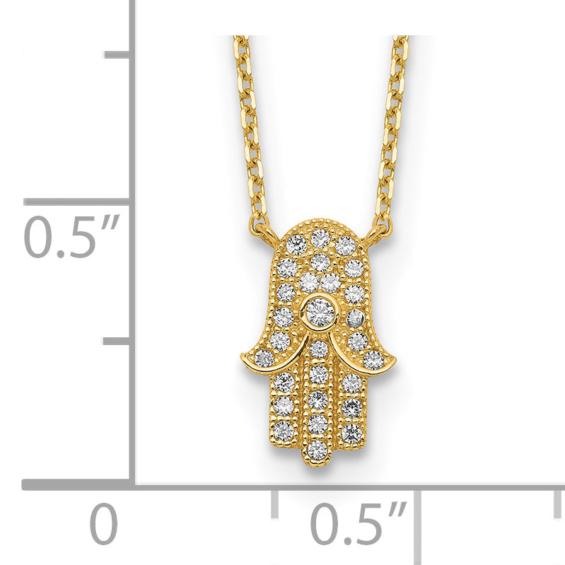 14K Gelbgold Hamas Zirkonia mit 2 Zoll Verlängerung Halskette
