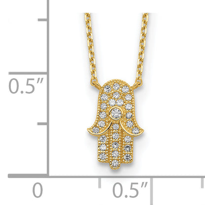 14K Gelbgold Hamas Zirkonia mit 2 Zoll Verlängerung Halskette