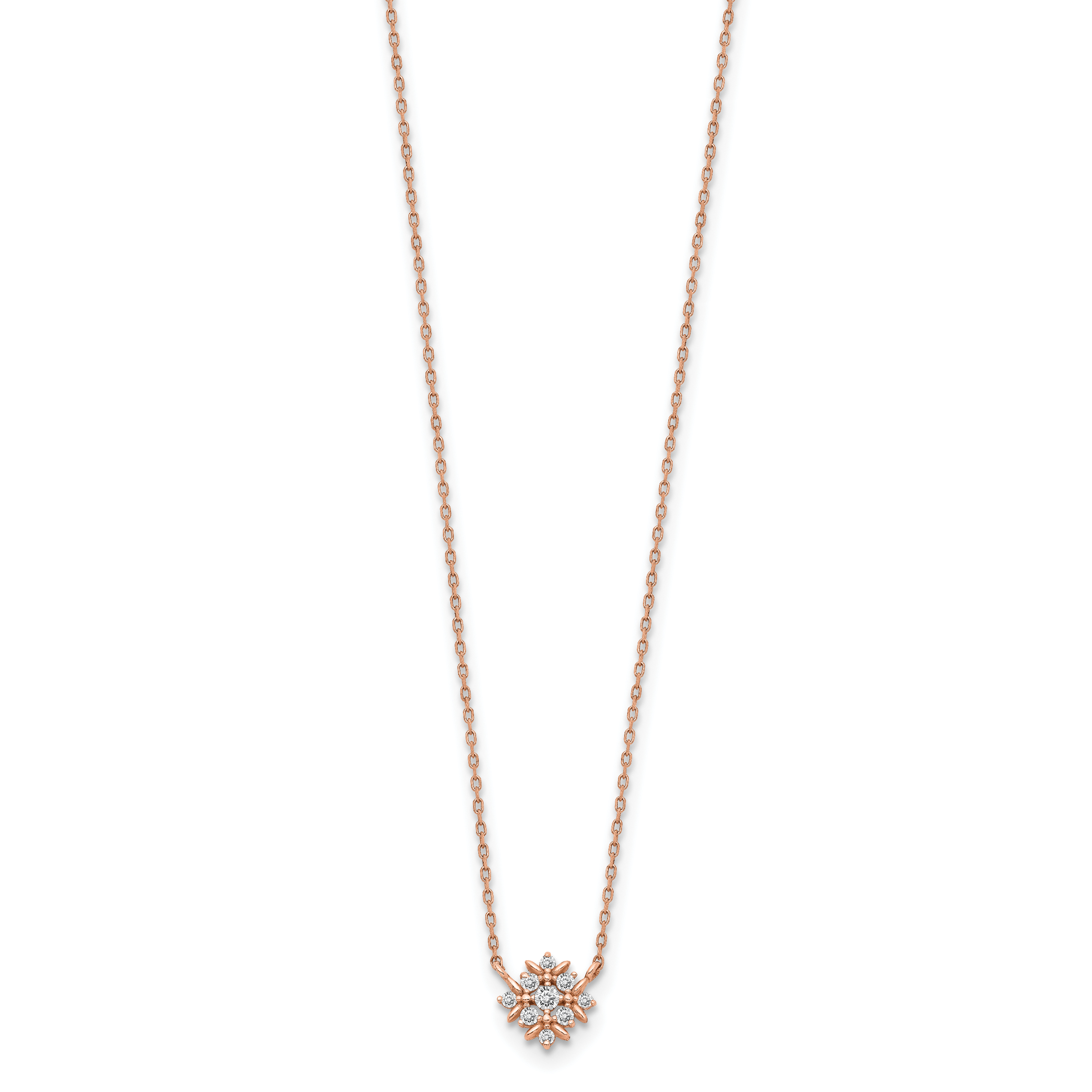 14K Roségold Fantasie Zirkonia mit 1 Zoll Verlängerung. Halskette