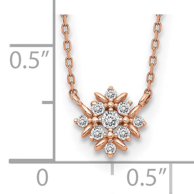 14K Roségold Fantasie Zirkonia mit 1 Zoll Verlängerung. Halskette