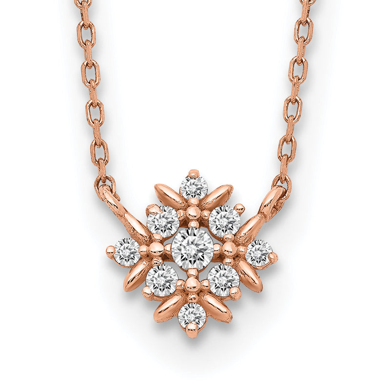 14K Roségold Fantasie Zirkonia mit 1 Zoll Verlängerung. Halskette