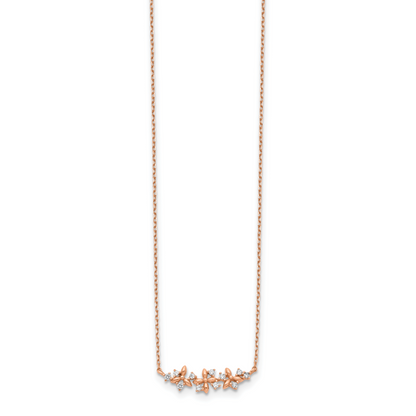 14K Roségold Fantasie Zirkonia mit 1 Zoll Verlängerung. Halskette