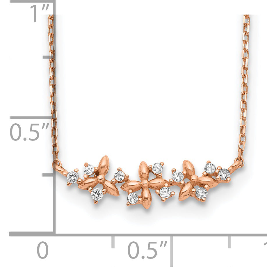 14K Roségold Fantasie Zirkonia mit 1 Zoll Verlängerung. Halskette