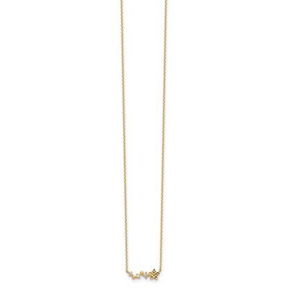 14K Gelbgold Diamantiert Stern Zirkonia mit 2 Zoll Verlängerung Halskette