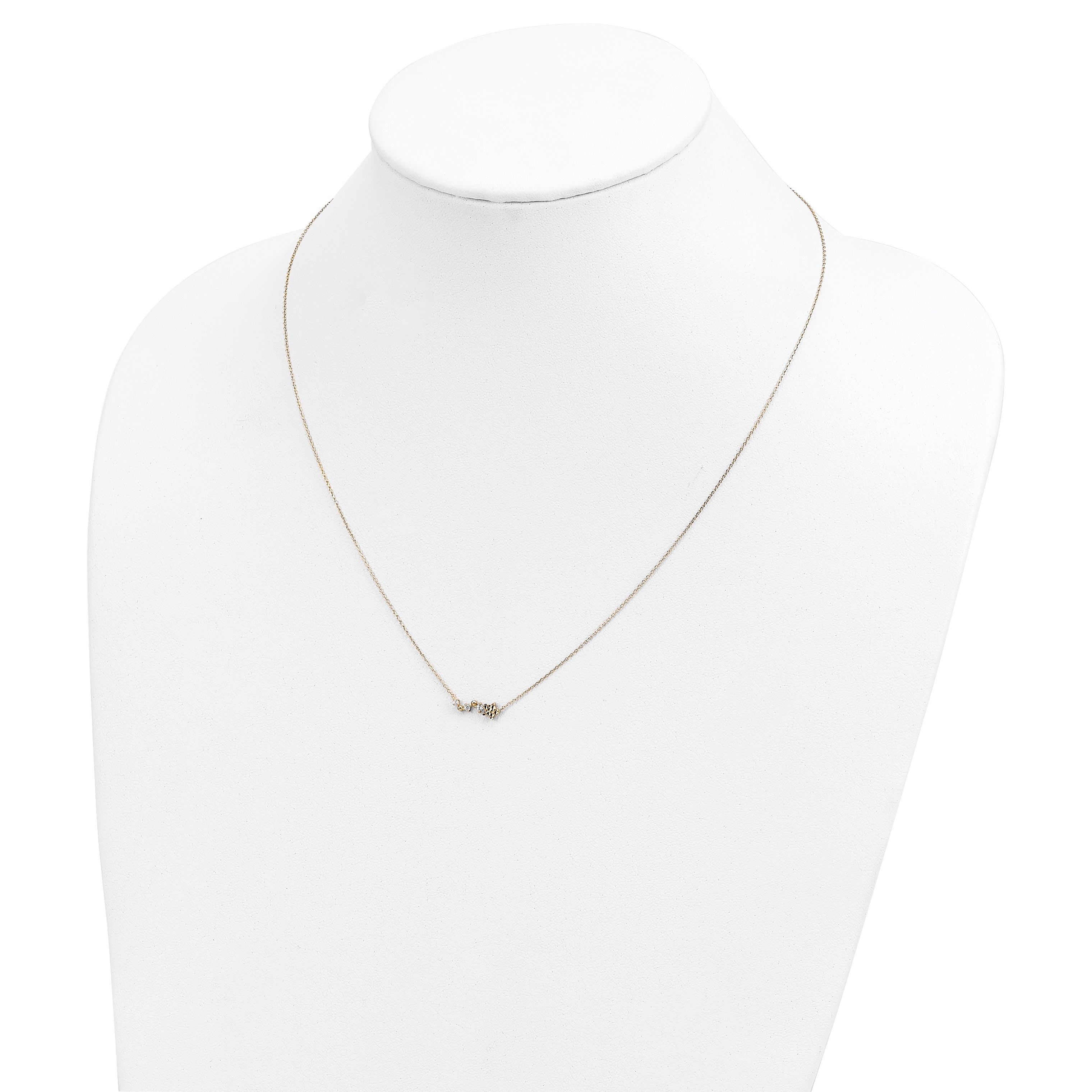 14K Gelbgold Diamantiert Stern Zirkonia mit 2 Zoll Verlängerung Halskette