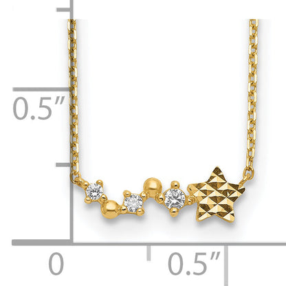 14K Gelbgold Diamantiert Stern Zirkonia mit 2 Zoll Verlängerung Halskette