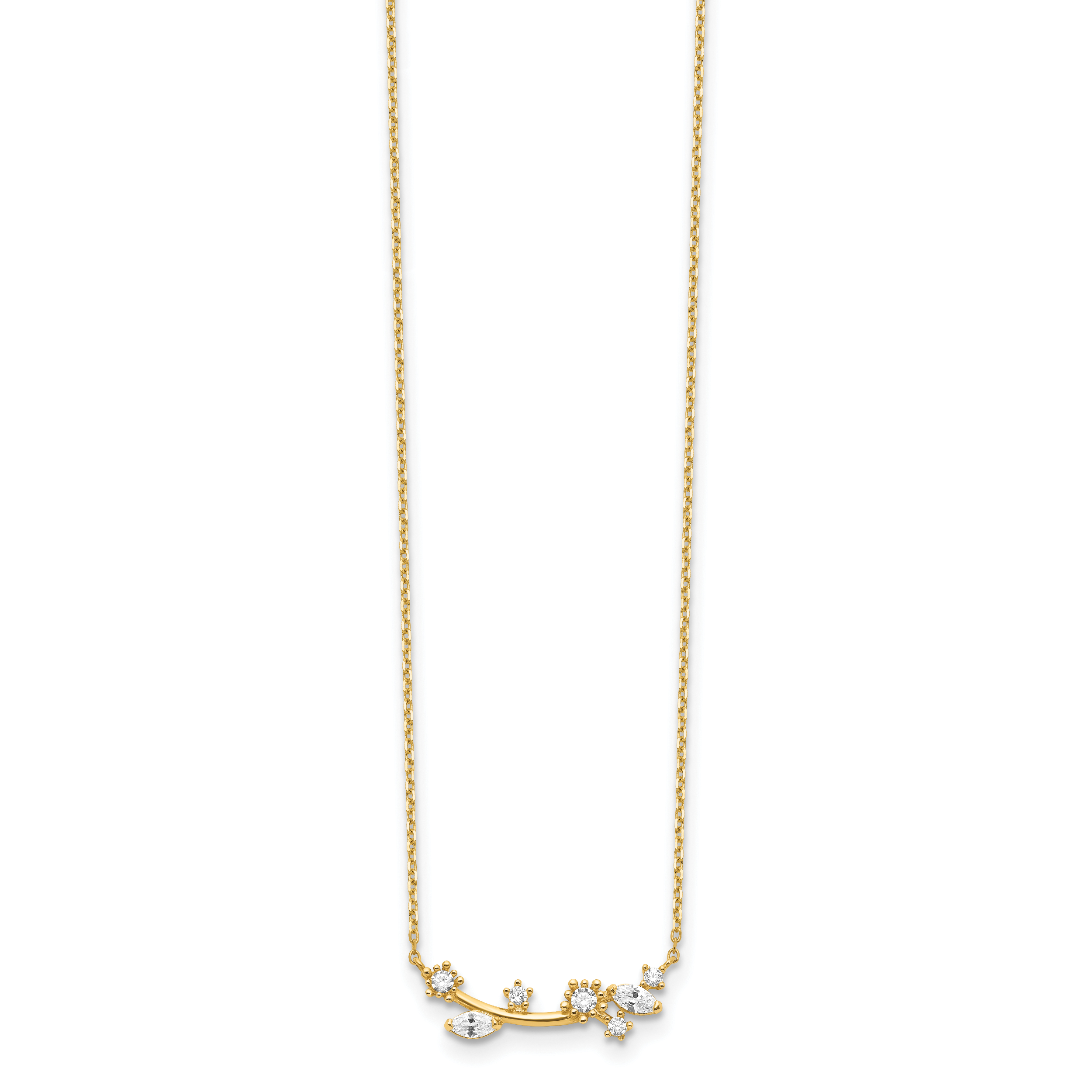 14K Gelbgold Blume mit Kristall & Zirkonia 2 Zoll Verlängerung Halskette