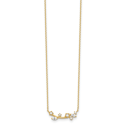 14K Gelbgold Blume mit Kristall & Zirkonia 2 Zoll Verlängerung Halskette