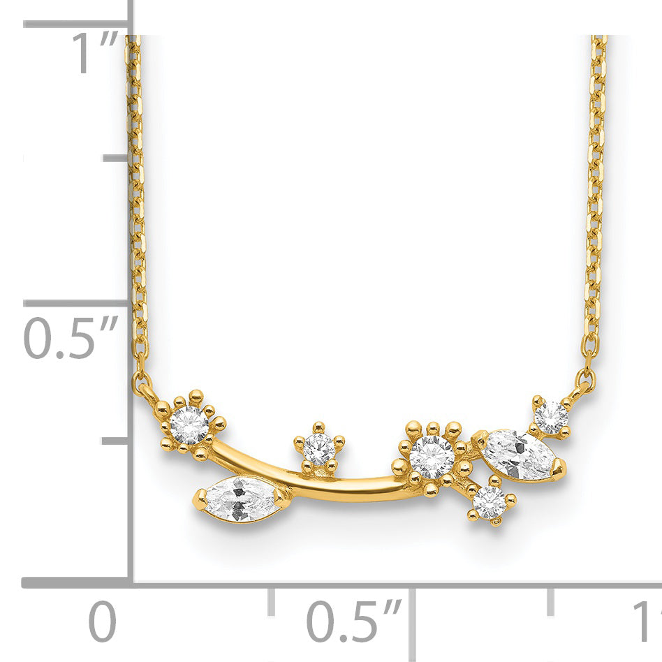 14K Gelbgold Blume mit Kristall & Zirkonia 2 Zoll Verlängerung Halskette