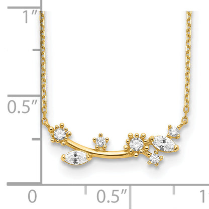 14K Gelbgold Blume mit Kristall & Zirkonia 2 Zoll Verlängerung Halskette