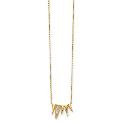 14K Gelbgold Decorated Triangles Zirkonia mit 2 Zoll Verlängerung Halskette