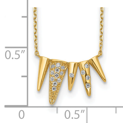 14K Gelbgold Decorated Triangles Zirkonia mit 2 Zoll Verlängerung Halskette