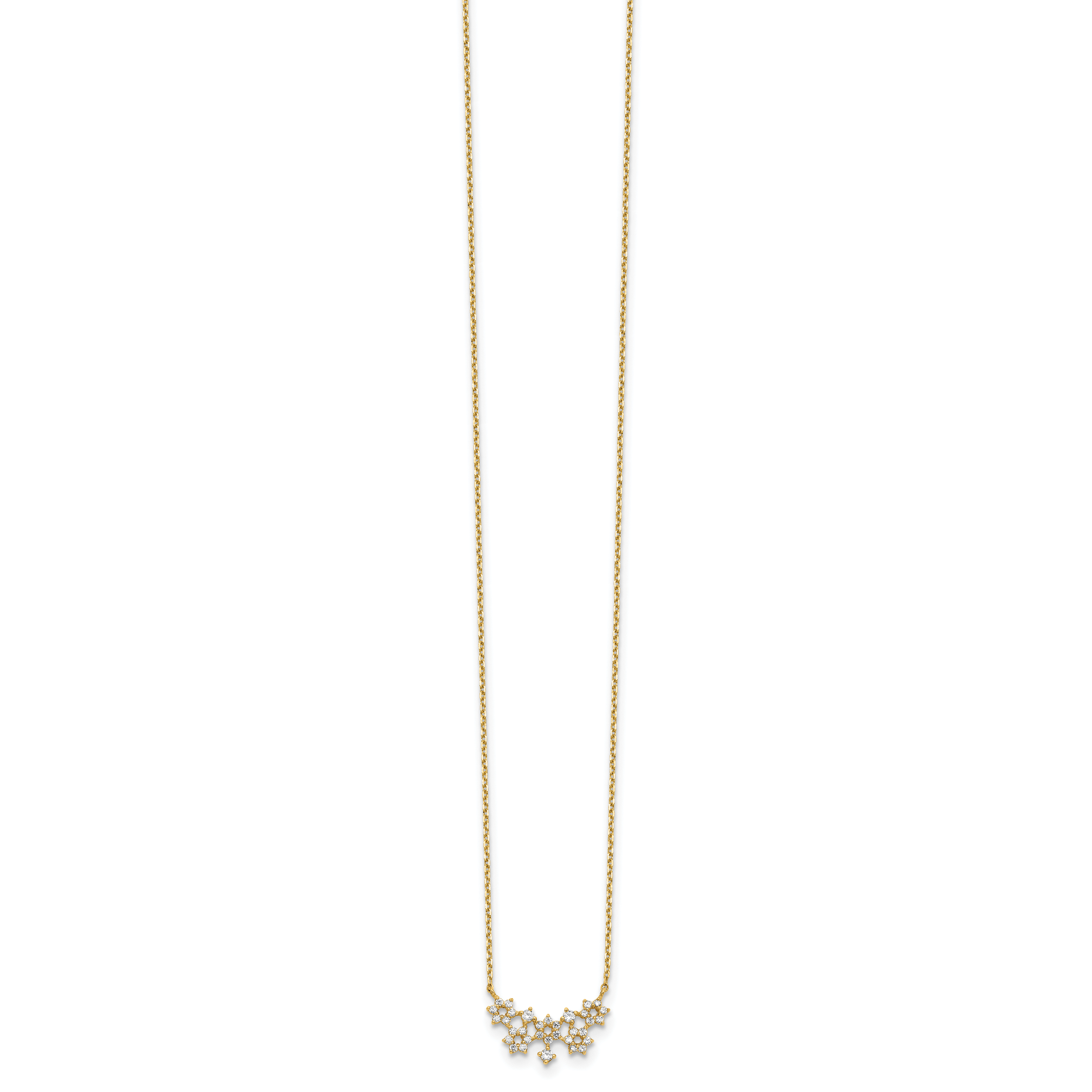 14K Gelbgold Zirkonia Cluster mit 2 Zoll Verlängerung Halskette