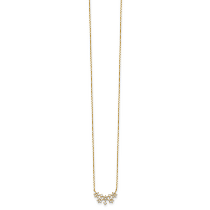 14K Gelbgold Zirkonia Cluster mit 2 Zoll Verlängerung Halskette