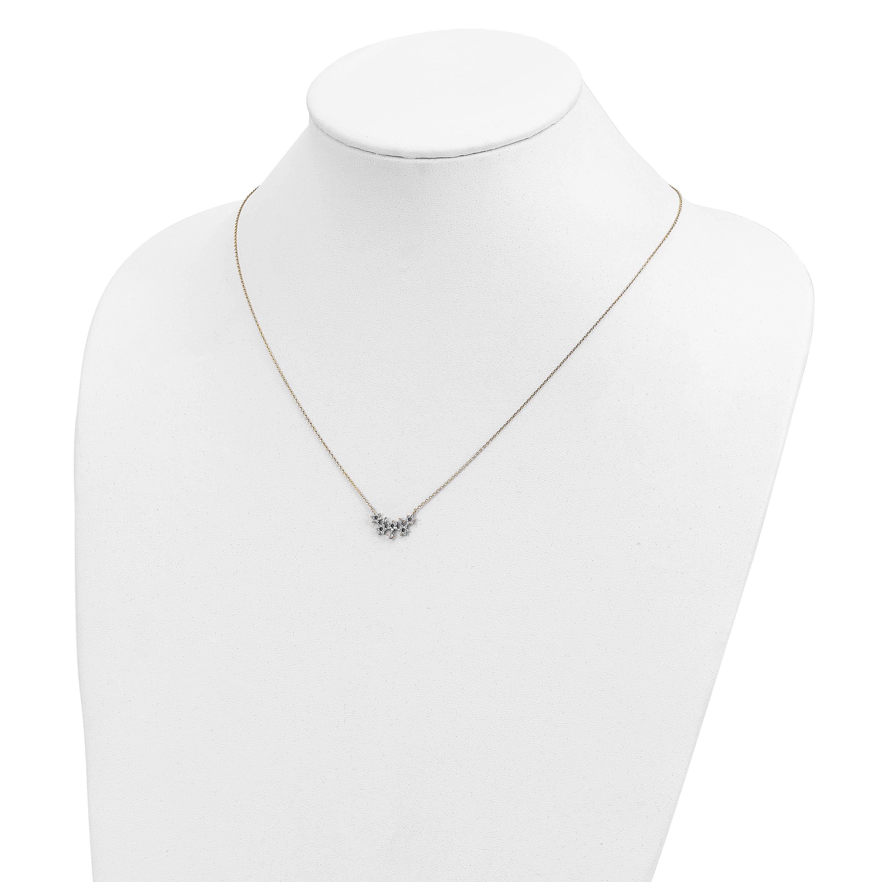 14K Gelbgold Zirkonia Cluster mit 2 Zoll Verlängerung Halskette