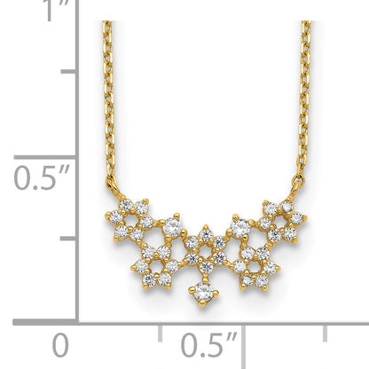 14K Gelbgold Zirkonia Cluster mit 2 Zoll Verlängerung Halskette
