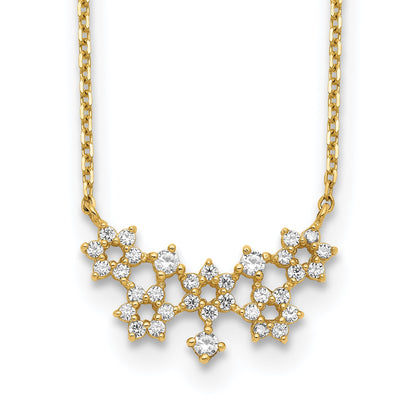 14K Gelbgold Zirkonia Cluster mit 2 Zoll Verlängerung Halskette