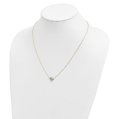 14K Gelbgold Sterne Zirkonia Hängend mit 2 Zoll Verlängerung Halskette