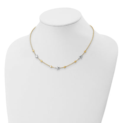 14K Bicolor Sterne mit 1 Zoll Verlängerung. Halskette