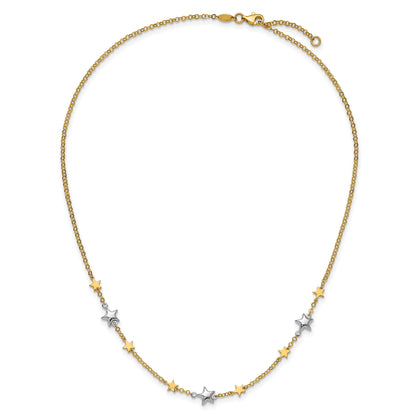 14K Bicolor Sterne mit 1 Zoll Verlängerung. Halskette