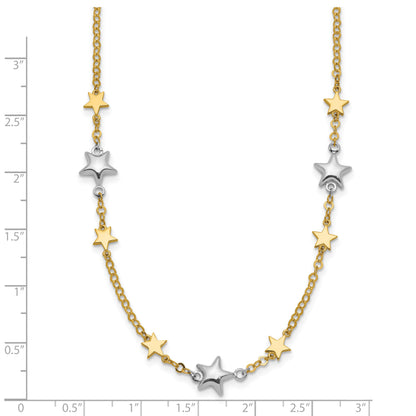 14K Bicolor Sterne mit 1 Zoll Verlängerung. Halskette