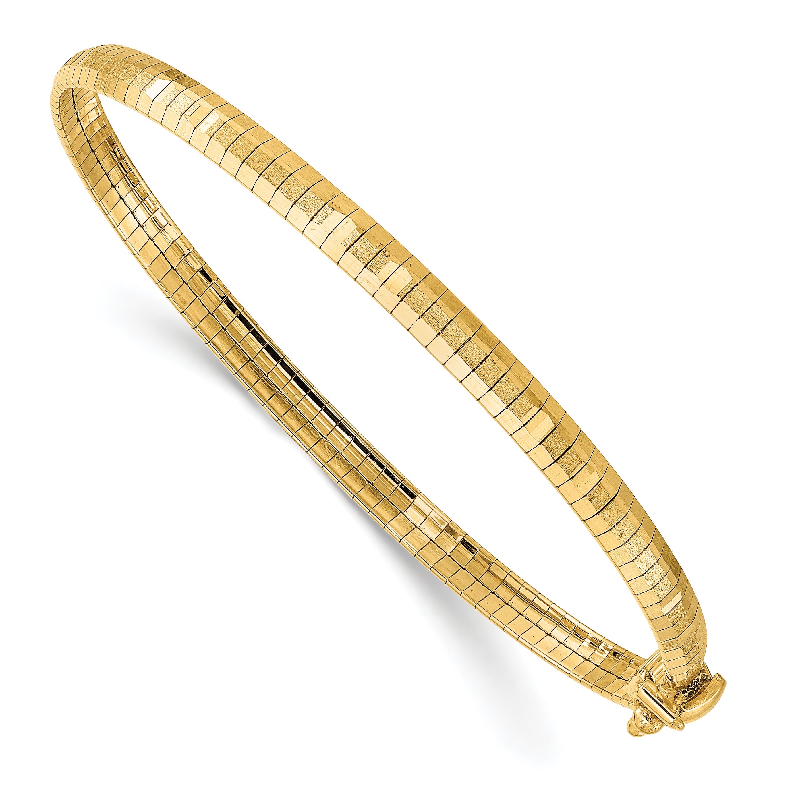 7.5 Zoll 14K Gelb Poliert & Satiniert Diamantiert Omega Armband