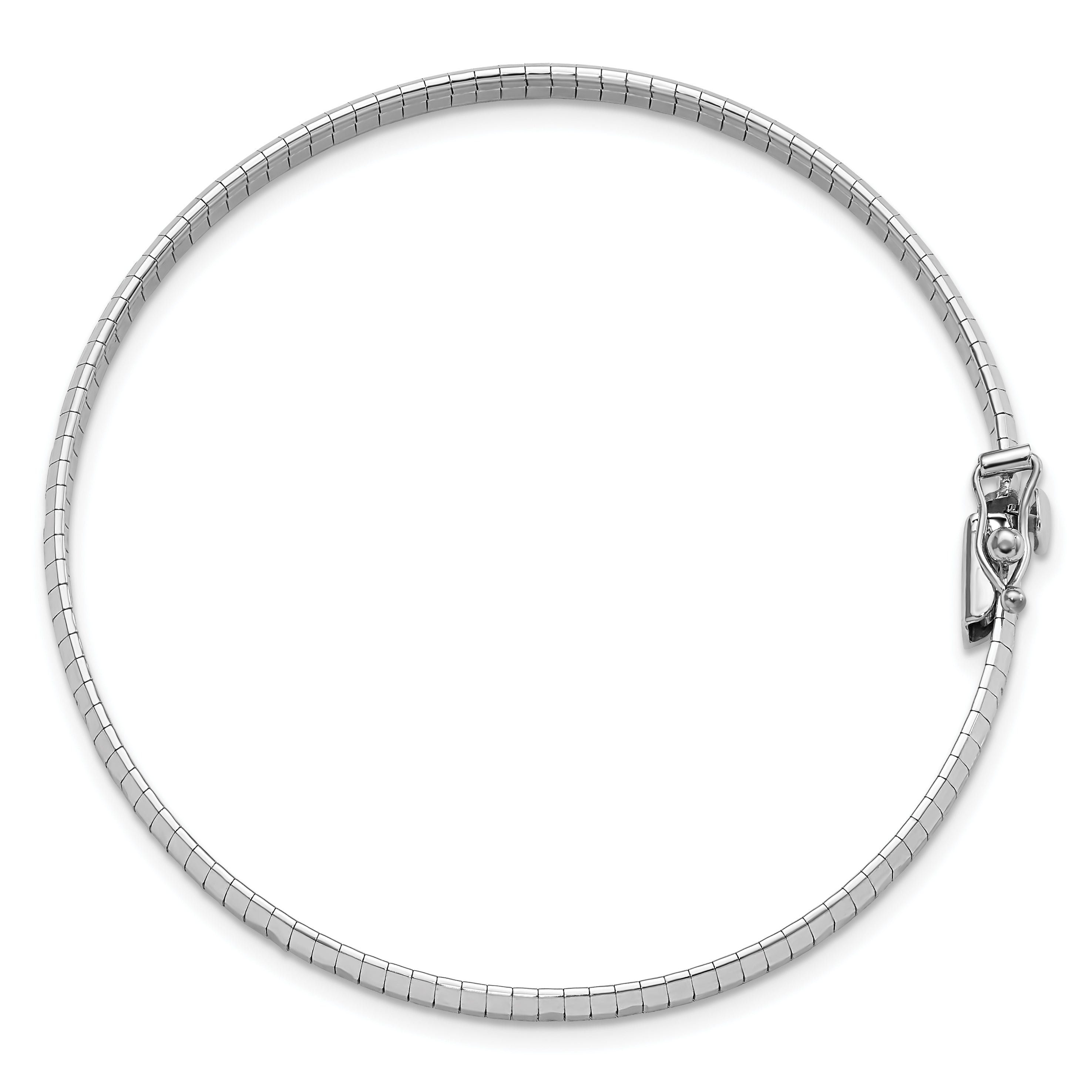 7.5 Zoll 14K Weiß Poliert & Satiniert Diamantiert Omega Armband
