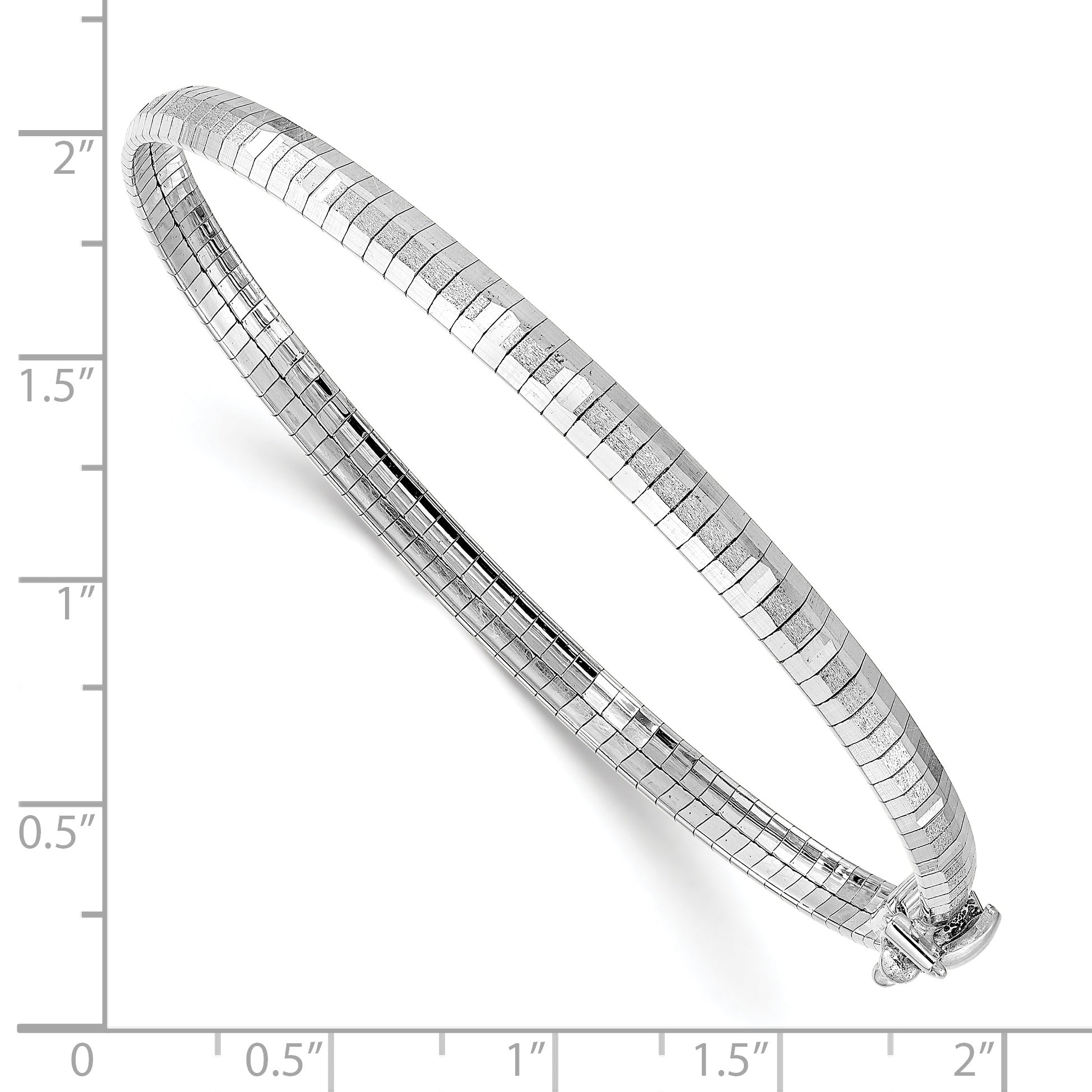 7.5 Zoll 14K Weiß Poliert & Satiniert Diamantiert Omega Armband