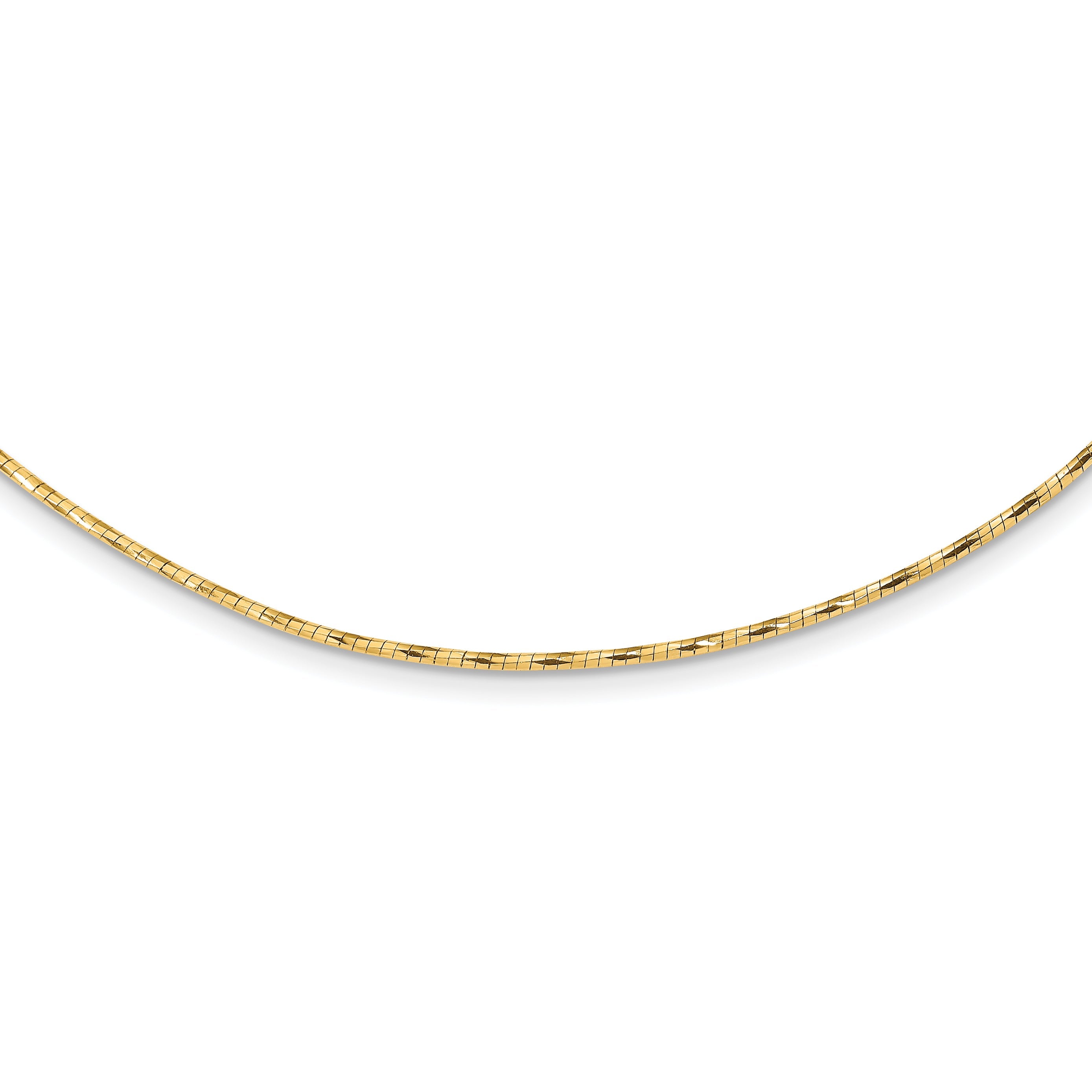 14K Gelbgold Poliert mit 2 Zoll. Verlängerung. Rund Gedreht Omega Halskette