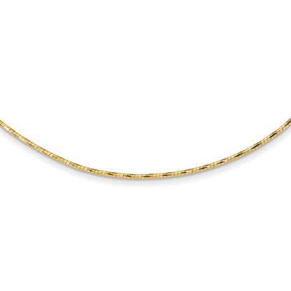14K Gelbgold Poliert mit 2 Zoll. Verlängerung. Rund Gedreht Omega Halskette