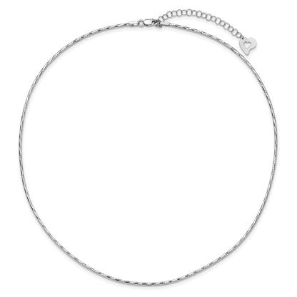 14K Weißgold Poliert mit 2 Zoll. Verlängerung. Rund Gedreht Omega Halskette