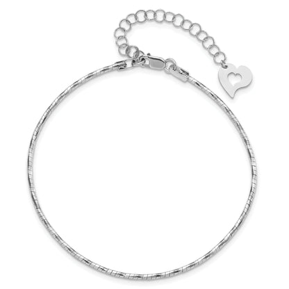 7.5 Zoll 14K Weiß Poliert mit 2 Zoll. Verlängerung. Rund Gedreht Omega Armband