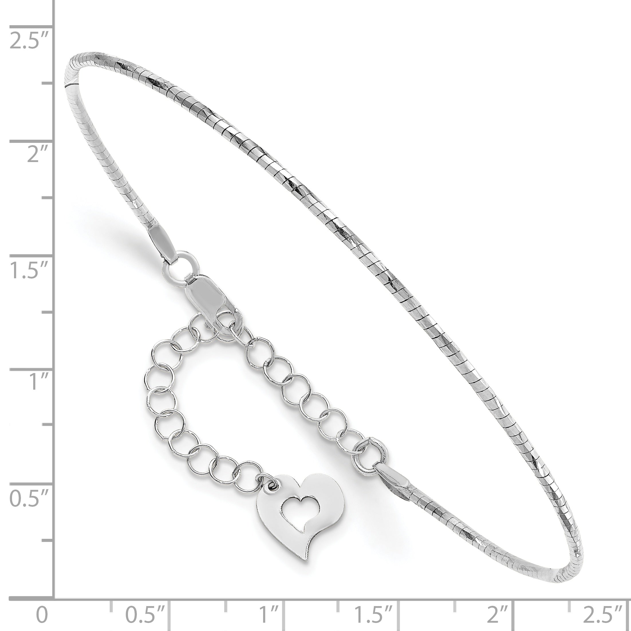 7.5 Zoll 14K Weiß Poliert mit 2 Zoll. Verlängerung. Rund Gedreht Omega Armband